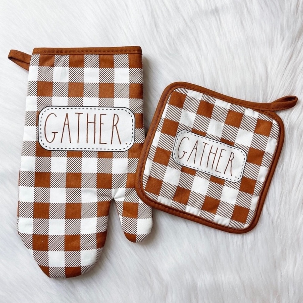 🆕 Rae Dunn | "GATHER" Oven Mitten & Potholder Set - 2PC!